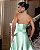 VESTIDO LONGO ZIBELINE  BUSTO DRAPEADO DETALHE FLOR NA CINTURA VERDE MENTA - Imagem 2