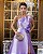 VESTIDO LONGO ZIBELINE BUSTO DRAPEADO DETALHE FLOR NA CINTURA LILÁS - Imagem 1