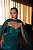 VESTIDO LONGO TOMARA QUE CAIA MICROTULE BUSTO DRAPEADO COM CAPA VERDE ESMERALDA - Imagem 2