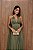VESTIDO LONGO MICROTULE COM CAPA GOLA DETALHE COLAR VERDE OLIVA - Imagem 2