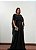 VESTIDO LONGO PLISSADO COM MANGA CAPA  PRETO - Imagem 1