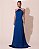 VESTIDO SEDA FRENTE ÚNICA GOLA MODELO COLAR AZUL ROYAL - Imagem 1
