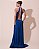 VESTIDO SEDA FRENTE ÚNICA GOLA MODELO COLAR AZUL ROYAL - Imagem 2