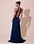 VESTIDO SEDA FRENTE ÚNICA GOLA MODELO COLAR AZUL MARINHO - Imagem 2