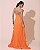 VESTIDO LONGO ALCINHA CHIFFON BABADOS NA LATERAL SAIA PLISSADA LARANJA - Imagem 2