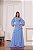 VESTIDO LONGO ALCINHA COM CAPA REMOVÍVEL DRAPEADO NA LATERAL AZUL SERENITY - Imagem 1