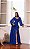 VESTIDO LONGO ALCINHA COM CAPA REMOVÍVEL DRAPEADO NA LATERAL AZUL ROYAL - Imagem 1