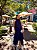 VESTIDO MIDI COM CINTO SAIA EM CAMADAS AZUL MARINHO - Imagem 1