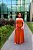 VESTIDO LONGO NEW MIDI COM CORPETE SAIA COM CAIMENTO FLUIDO LARANJA - Imagem 1