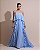 VESTIDO LONGO PLISSADO COM BABADOS EM CAMADAS MOVIMENTO FLUIDO AZUL SERENITY - Imagem 1