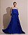 VESTIDO LONGO PLISSADO COM BABADOS EM CAMADAS MOVIMENTO FLUIDO AZUL ROYAL - Imagem 1
