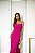 VESTIDO LONGO DE ALÇAS FINAS COM DRAPEADO BUSTO E AMARRAÇÃO COM DETALHE FLOR  FUCSIA - Imagem 1