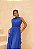 VESTIDO LONGO GOLA ALTA COM BORDADO DETALHE BABADO VERTICAL DOS LADOS AZUL CADETE - Imagem 1