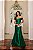 VESTIDO LONGO ZIBELINE OMBRO A OMBRO ACINTURADO DECOTE CORAÇÃO VERDE ESMERALDA - Imagem 1