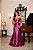 VESTIDO LONGO ZIBELINE OMBRO A OMBRO ACINTURADO DECOTE CORAÇÃO FUCSIA - Imagem 1