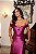 VESTIDO LONGO ZIBELINE OMBRO A OMBRO ACINTURADO DECOTE CORAÇÃO FUCSIA - Imagem 2