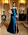 VESTIDO LONGO ZIBELINE ALCINHA COM DETALHE PEPLUM NA CINTURA AZUL PETRÓLEO - Imagem 2