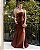 VESTIDO LONGO ZIBELINE ALCINHA COM DETALHE PEPLUM NA CINTURA MARROM - Imagem 2