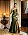 VESTIDO LONGO ZIBELINE ALCINHA COM DETALHE PEPLUM NA CINTURA VERDE OLIVA - Imagem 1