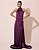 VESTIDO LONGO SEDA GOLA ALTA COM DRAPEADO DETALHE NA CINTURA COM  BABADO ROXO - Imagem 1