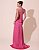 VESTIDO LONGO SEDA GOLA ALTA COM DRAPEADO DETALHE NA CINTURA COM  BABADO PINK - Imagem 2