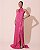 VESTIDO LONGO SEDA GOLA ALTA COM DRAPEADO DETALHE NA CINTURA COM  BABADO PINK - Imagem 1