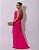 VESTIDO LONGO SEDA DECOTE DRAPEADO LISO DECOTE V NAS COSTAS COM CAMADA SOBREPOSTA PINK - Imagem 2