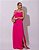 VESTIDO LONGO SEDA DECOTE DRAPEADO LISO DECOTE V NAS COSTAS COM CAMADA SOBREPOSTA PINK - Imagem 1