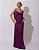 VESTIDO LONGO SEDA DECOTE DRAPEADO LISO DECOTE V NAS COSTAS COM CAMADA SOBREPOSTA ROXO - Imagem 1