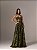VESTIDO LONGO TOMARA QUE CAIA MODELO CORPETE BORDADO COM BRILHO VERDE OLIVA - Imagem 2