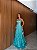 VESTIDO LONGO TOMARA QUE CAIA MODELO CORPETE BORDADO COM BRILHO AZUL TIFFANY - Imagem 1