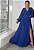 VESTIDO LONGO CHIFFON BOHO COM CINTO AZUL ROYAL - Imagem 1
