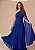 VESTIDO LONGO MICROTULE OMBRO SÓ MANGA CAPA AZUL ROYAL - Imagem 1