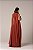 VESTIDO LONGO CREPE DE SEDA GOLA ALTA PREGA NO BUSTO E CAPA TERRACOTA - Imagem 4