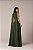 VESTIDO LONGO CREPE DE SEDA GOLA ALTA PREGA NO BUSTO E CAPA VERDE OLIVA - Imagem 2