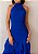 VESTIDO LONGO CHIFON GOLA ALTA DRAPEADO COM CAMADAS VERTICAIS AZUL ROYAL - Imagem 5