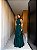 VESTIDO LONGO CHIFON GOLA ALTA CAMADAS VERTICAIS COSTA NUA VERDE PETROLEO - Imagem 2
