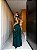 VESTIDO LONGO CHIFON GOLA ALTA CAMADAS VERTICAIS COSTA NUA VERDE PETROLEO - Imagem 1