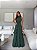 VESTIDO LONGO CHIFON GOLA ALTA CAMADAS VERTICAIS COSTA NUA VERDE OLIVA - Imagem 3