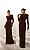 VESTIDO LONGO JERSEY GOLA RETA COM ABERTURA LATERAL MARRON - Imagem 1