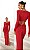 VESTIDO LONGO JERSEY GOLA RETA COM ABERTURA LATERAL VERMELHO - Imagem 1