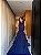 VESTIDO LONGO CHIFON GOLA ALTA CAMADAS VERTICAIS COSTA NUA AZUL MARINHO - Imagem 2