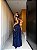 VESTIDO LONGO CHIFON GOLA ALTA CAMADAS VERTICAIS COSTA NUA AZUL MARINHO - Imagem 3