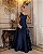 VESTIDO LONGO ZIBELINE OMBRO SO COM BABADO PERNA AZUL MARINHO - Imagem 1