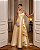 VESTIDO LONGO ZIBELINE OMBRO SO COM BABADO PERNA AMARELO - Imagem 1