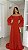VESTIDO LONGO CHIFON OMBRO A OMBRO COM BABADO NA MANGA COMPRIMENTO PLISSADO TERRACOTA - Imagem 1