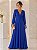 VESTIDO LONGO CHIFON MANGA LONGA COM DETALHE DECOTE V COM DETALHE ABAIXO DO BUSTO AZUL ROYAL - Imagem 1