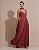 VESTIDO LONGO CHIFFON DE ALCINHA DECOTE TRES BABADOS SAIA PLISSADA TERRACOTA - Imagem 1