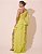 VESTIDO LONGO CREPE DE SEDA UM OMBRO SÕ MANGA LONGA BABADOS VERTICAIS NO COMPRIMENTO COM FENDA AMARELO - Imagem 2