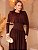 VESTIDO JERSEY M L DECOTE FECHADO COM PLISSA MARRON - Imagem 2